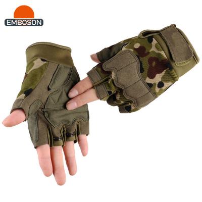 China High Quality Patch PU Leather Palm DIY Camouflage Flexi Fingerless Glove for sale