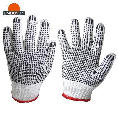 China Construction 2023 Custom Design String Knit PVC Dots Two Sides Glove Knit Dots Gloves for sale