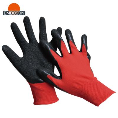 China DIY factory wholesale firm grip wrinkled latex glove wrinkled latex palm coated gloves for sale