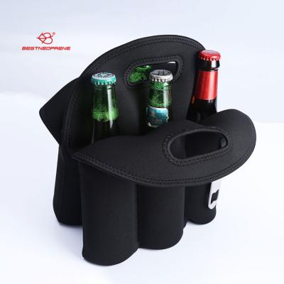 China Hot Selling Waterproof Insulated 6 Pack Neoprene Bottle Holders With Opener for sale