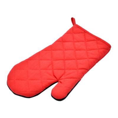 China Printed 100% Cotton Thermal Insulation Oven Glove With Embossed Neoprene for sale