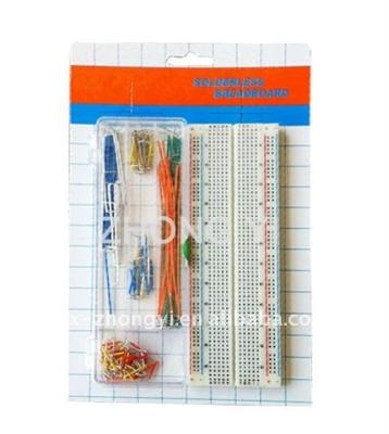 China 830 points flex solderless kit 16.5x5.4x0.85 jumper breadboard+solderless breadboard for sale