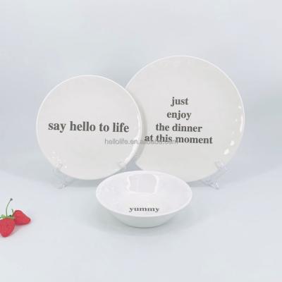 China Durable Melamine Dish and Bowl Sets Alphabet 12-Piece Melamine Heavy Duty Dinnerware Set White for sale