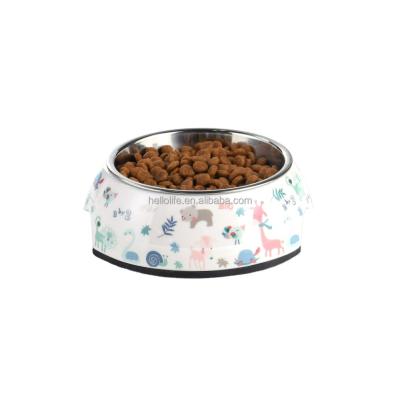 China Sustainable Dog Bowls New Design Melamine Stainless Steel Large Water And Food Pet Feeding for sale