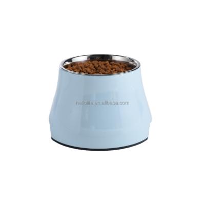 China High Sustainable Melamine Stainless Steel Dog Cat Pet Bowl Raised Heigh Water Drinking Eating Cat Bowls for sale