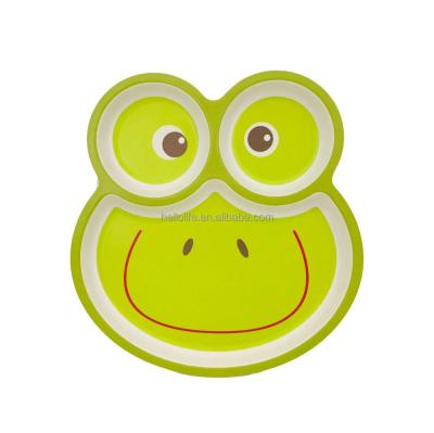 China Wholesale Safe Design Durable And Dishwasher Safe Animal Fiber Frog Baby Set Dish Baby Kids Children Bamboo Dinner Dish For Baby Feeding for sale