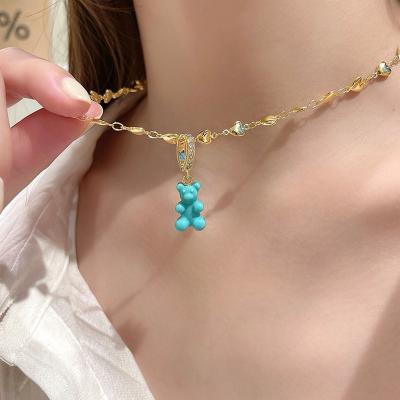 China FASHIONABLE Factory Directly Sell Gummy Bear Colorful Niche Necklace Pendant Women for sale