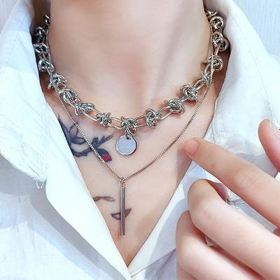 China TRENDY INS Layered Double Thorns Necklace Clavicle Chain Fashion Jewelry for sale