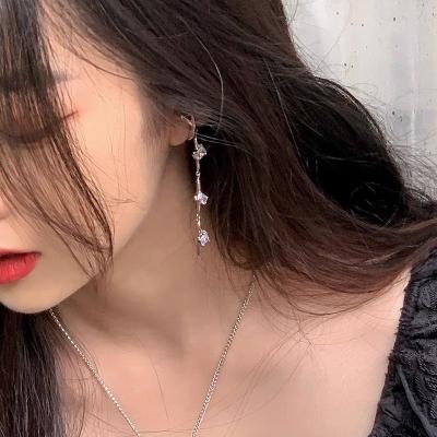 China TRENDY retro temperament earrings face tassel chain earrings long thin INS goddess earrings for sale