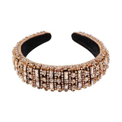 China Hot selling F2277 fashionable European and American daily headwear golden headband hair accessories crystal sponge for sale