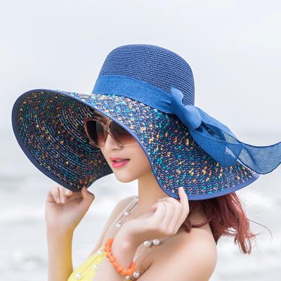 China Brim Straw Hat Collapsible Sun Hat Sun-proof Summer Women Beach Hat High Quality Large for sale