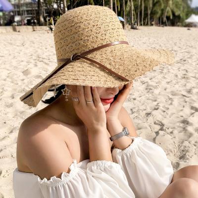 China 2022 New Summer Sunproof 2022 Fashion Style Fashion Style Big Brim Lace Beach Sun Sun Hat Korean Sun Hat Outdoor Straw Hat for sale