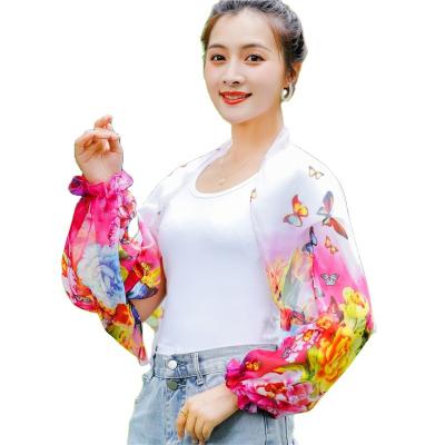 China Spring And Autumn 2021 Summer New Seaside Beach Women'S Wild Silk Scarf Sleeve Variety Chiffon Gorgeous Sunscreen Shawl for sale