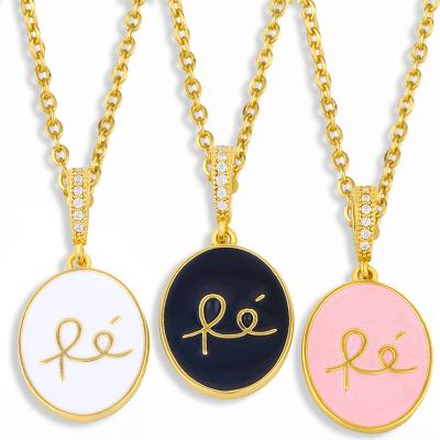 China TRENDY Real Gold Plated Fashion Chain Necklace For Women Simple White Zircon Pendant Necklace Jewelry Gifts for sale