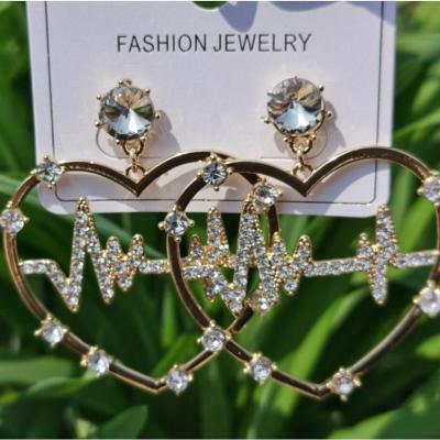 China BOHEMIA Stud Earring Jewelry Crystals Rhinestone Heart Style Gold Multi Color For Women Use For Wedding for sale