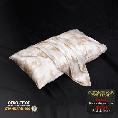 China 100% Logo Printed Super Soft Pillowcover Mulberry Silk Tie Pillowcase Cover Anti-Static Custom Dyed Dyed For Hair for sale