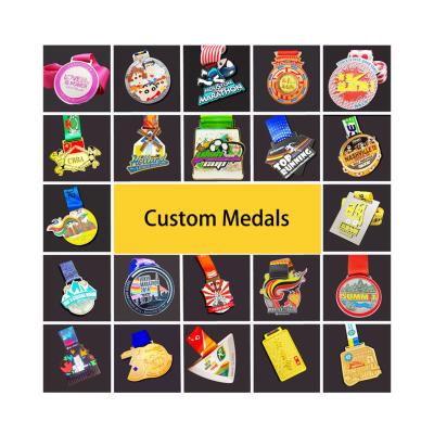 China Custom Medals Souvenir Sports Award Medal Marathon Running Sublimation Cycling Blank With Ribbon Sport Medal for sale