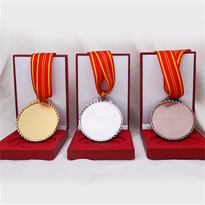 China Customized With Box Ribbon Logo Sports Award Medal Gold Silver Copper Medals Metal Blank Medal for sale