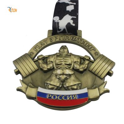 China Customized Wholesale Medal Blank Zinc Alloy 3D Weightlifting Gold Award Medals Custom Metal Medal for sale