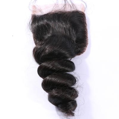 China Loose Wave 4x4 5x5 6x6 7x7 Lace Closure 100% Swiss Brazilian Human Hair Transparent Lace Closure , HD Lace Closure for sale