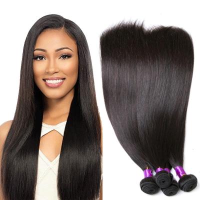 China 12A 100% Silky Straight Raw Brazilian Hair Bundles With HD Lace Frontal Closures Straight Virgin Hair Vendor for sale