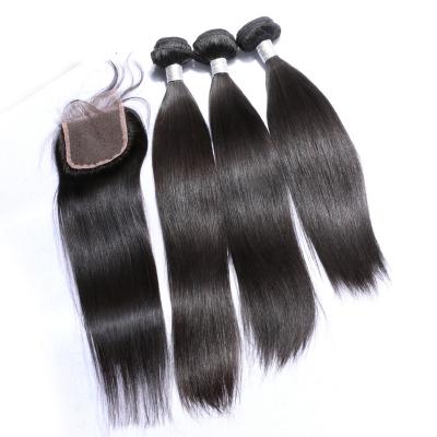 China Wholesale Raw Straight Cuticle Aligned Human Hair 100 Virgin Remy Human Hair Mink Brazilian Hair Straight 3 Bundles With Lace Frontal Closure for sale