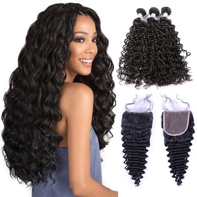 China Deep Wave Wholesale 10A 12A Double Drawn Unprocessed Cuticle Aligned Hair, Raw Hair Vendors, Mink Virgin Human Brazilian Hair Bundle for sale