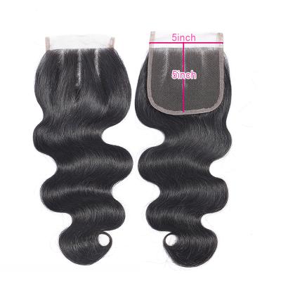 China 100% Transparent Lace Front Closure 4x4 5x5 6x6 7x7 Cheap Body Wave Swiss Cambodian Human Hair Lace Closure 100% for sale