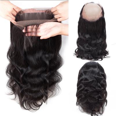 China 10A Grade Virgin Brazilian Straight Human Hair Lace Frontal Closure 360 ​​Middle Brown Lace Frontal Closure for sale