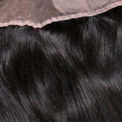 China Wholesale Silky Straight Wave Pre Plucked Cheap Ear To Ear Raw Indian Virgin Hair 13X4 Silk Low Lace Headband With Silky Straight Hair for sale