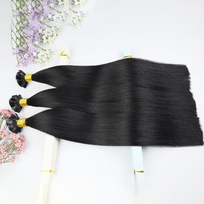 China Silky Straight Wave Flat Tip Hair Extensions 12A Grade #1 Remy Russian Full Cuticle Aligned Keratin Glue Hair Extension Italy for sale