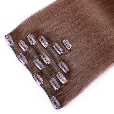 China Silky Straight Wave Most Popular Factory Price Buy Wholesale Raw Unprocessed Cuticle Aligned Double Clip Pulled In Hair Extensions for sale