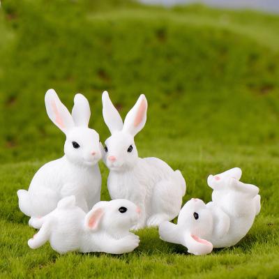 China World Cute Decoration Mini Bunny Miniature Figurines Home Decoration Resin Bunny Ornament Home Miniature Landscape Decoration Easter for sale