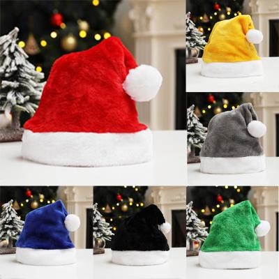 China Red Christmas Santa Hats Children Adult Classic Ultra Soft Nonwoven Santa Claus Christmas Hat Plush Festival Party Decoration for sale