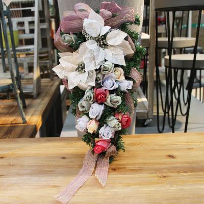 China Chirstmas Decor Christmas Rattan Hotel Creative Restaurant Tree Ornaments Garland Decoration Pendant Upside Down for sale