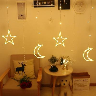 China Hot Sale Decoration Chirstmas Decor Ramadan and Christmas Led Star Moon String Lighting Gifts Led Twinkle Stars Led Curtain Lights for sale