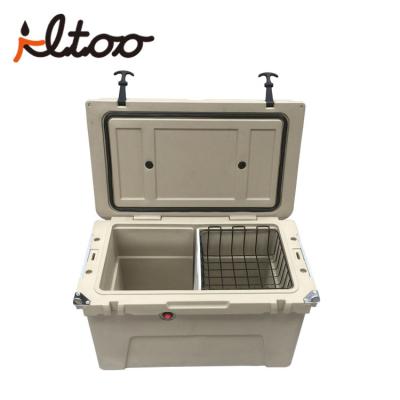 China Coolest Insulated Cooler Eco-Friendly Plastic Ice Cream Box With Wheels And Cup Dispenser For Transport Fish And Camping Food Use for sale