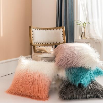 China Long Lasting Luxurious Hair Plush Cushion Cover Throw Sofa Decoration Faux Fur Feather Pillow Cover for sale