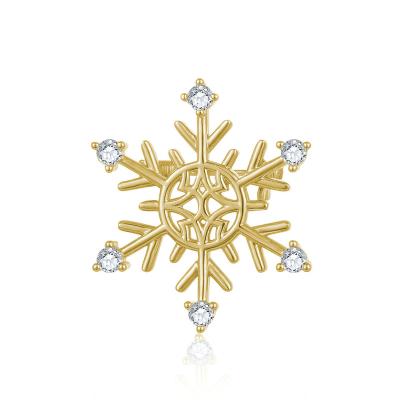 China Copper Gold Plated Crystal Snowflake Brooch With Zircon For Women Special Christmas Jewelry for sale