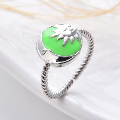 China Round Brass Gold Plated Elegant Cute Ring Charm Sun Open Enamel Ring For Women CIA Style for sale