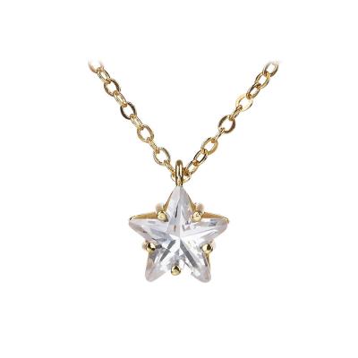 China Girls Gift Romantic Cute White Gem Necklace Five-pointed Star Necklace for sale