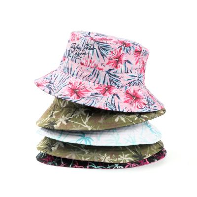 China Wholesale Custom Designer Eco-Friendly Comfortable Palm Printing Logo Fisherman Bucket Hat, Embroidery Men Women Beach Sun Hat for sale