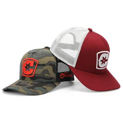 China Custom High Quality Bulk Camouflage Mesh Army Embroidered Logo Trucker Digital Cotton Twill 6 Panel BSCI JOINT Factory Caps Hat for sale