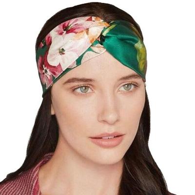 China Bohemian Women's Floral Print Headband Lady Hairband Silk Hair Wrap Elastic Band Hair Decoration for sale