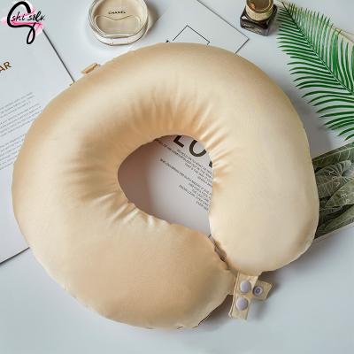 China 2021 Hot Custom New Design Memory Mulberry Silk U Neck U Shape Pillow Travel Pillow for sale