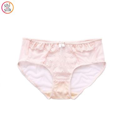 China Antibacterial Comfortable Sexy Women Mid Rise For Women Sexy Panties Ice Lace Silk Breathable Brief Panties for sale