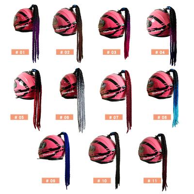 China African Hair Braiding Styles Wholesale Decoration Handmade Punk Helmet Twist Braids Dirty Motorcycle Braid Motocross Packing Moto Helmet Braids for sale