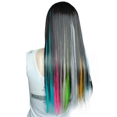 China Silky Straight Wave Clip In Long Synthetic Straight Clip In Hair Extensions For White Women Wholesale for sale