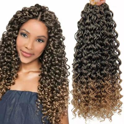 China Hot Selling High Quality Wigs 24 Inch Curly Curl Afro Brown Braid Surf Crochet Braids Handmade Curly Synthetic Hair Extension Wigs for sale