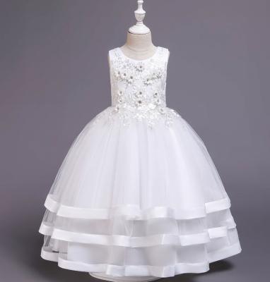 China 3040 Anti-static Wholesale Baby Dress Designs Small Ball Gowns Girls Embroider Bridesmaid Long Sleeve Wedding Party Dress for sale